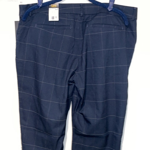 Lee Navy Windowpane Relaxed Fit Straight Leg Pants NWT 16 - Picture 10 of 15